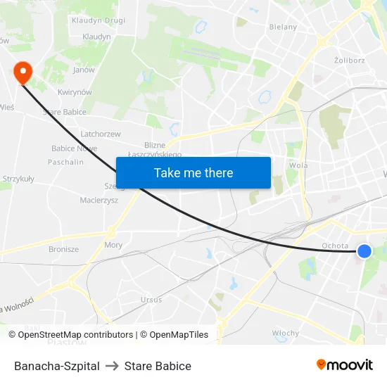 Banacha - Szpital to Stare Babice map