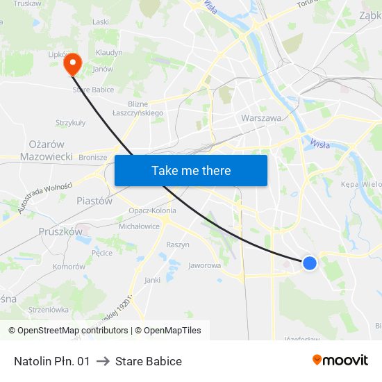 Natolin Płn. to Stare Babice map