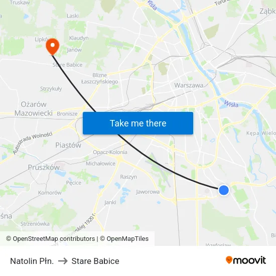 Natolin Płn. to Stare Babice map