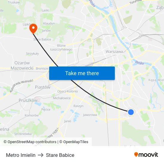 Metro Imielin to Stare Babice map