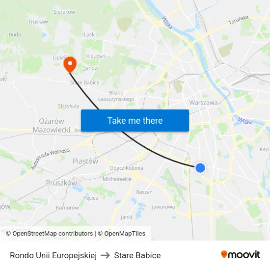 Rondo Unii Europejskiej to Stare Babice map