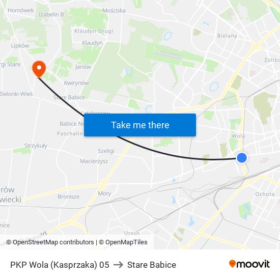 PKP Wola (Kasprzaka) 05 to Stare Babice map