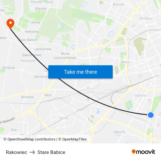 Rakowiec to Stare Babice map