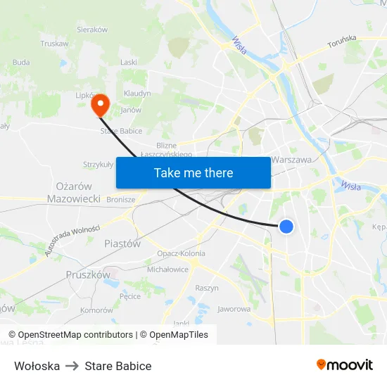 Wołoska to Stare Babice map