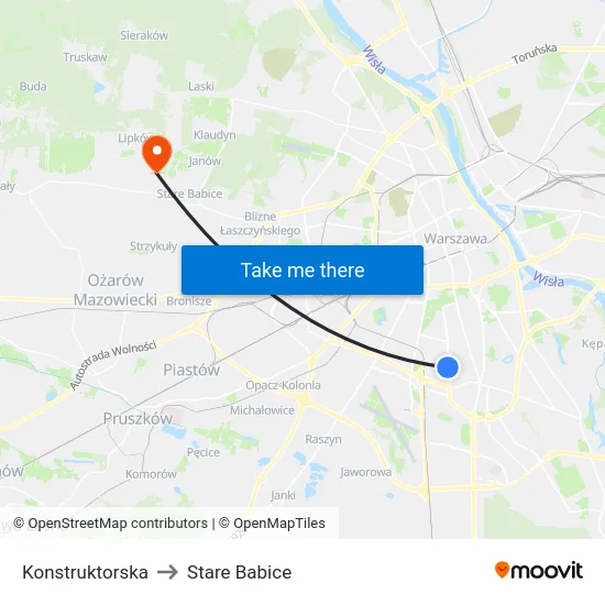 Konstruktorska to Stare Babice map