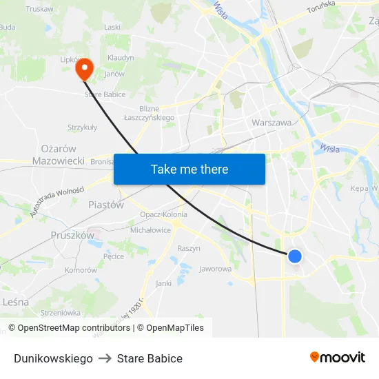 Dunikowskiego to Stare Babice map