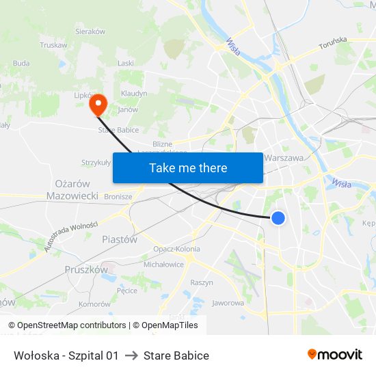 Wołoska-Szpital to Stare Babice map