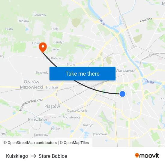 Kulskiego to Stare Babice map