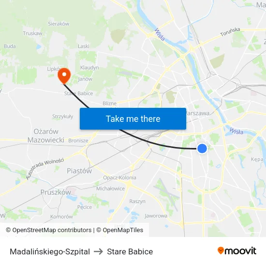 Madalińskiego - Szpital to Stare Babice map