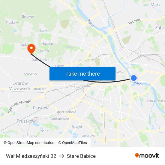 Wał Miedzeszyński to Stare Babice map