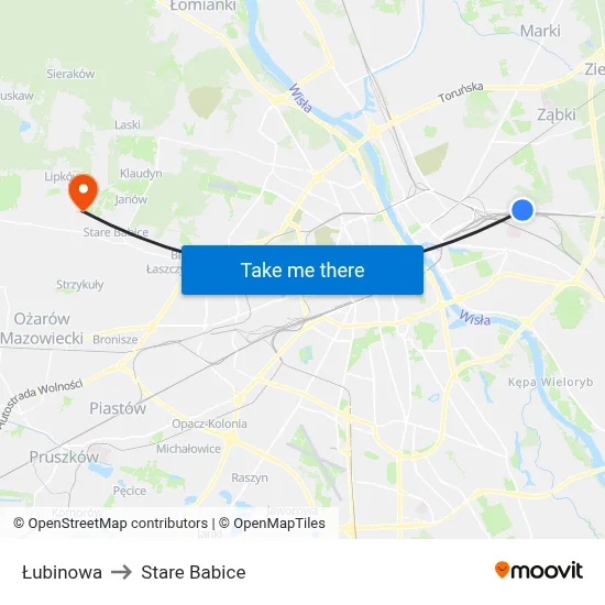 Łubinowa to Stare Babice map