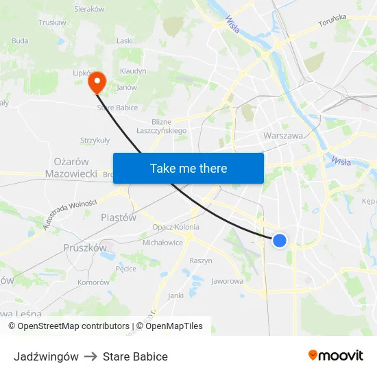 Jadźwingów to Stare Babice map