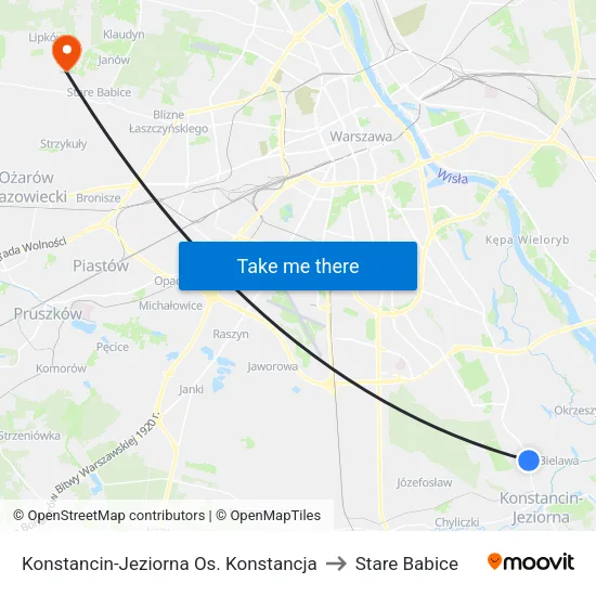 Konstancin-Jeziorna Os. Konstancja to Stare Babice map