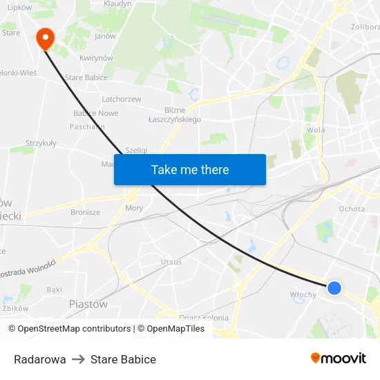 Radarowa to Stare Babice map