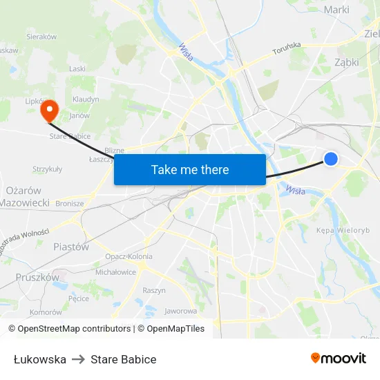 Łukowska to Stare Babice map