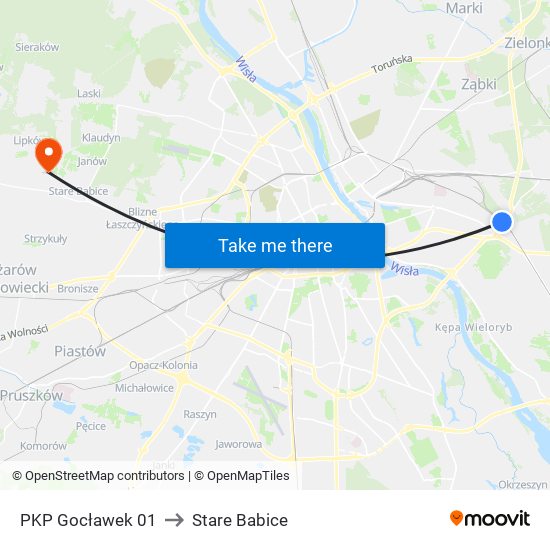 PKP Gocławek 01 to Stare Babice map