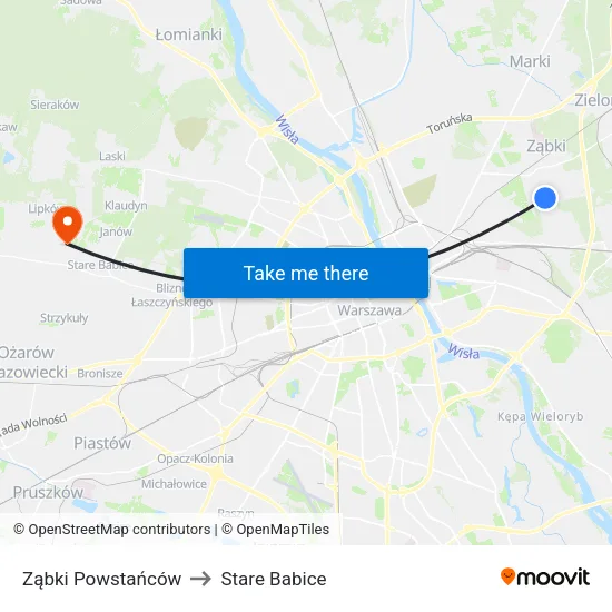 Ząbki Powstańców to Stare Babice map