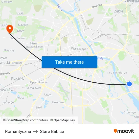 Romantyczna to Stare Babice map