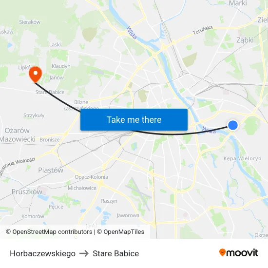 Horbaczewskiego to Stare Babice map