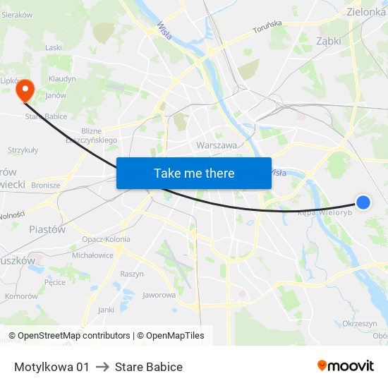 Motylkowa 01 to Stare Babice map