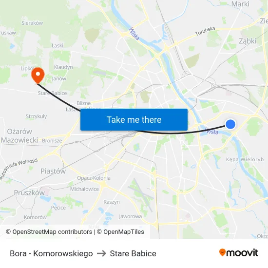 Bora - Komorowskiego to Stare Babice map