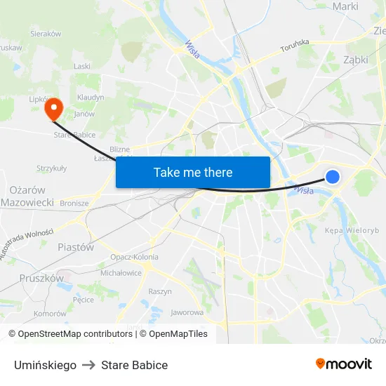 Umińskiego to Stare Babice map