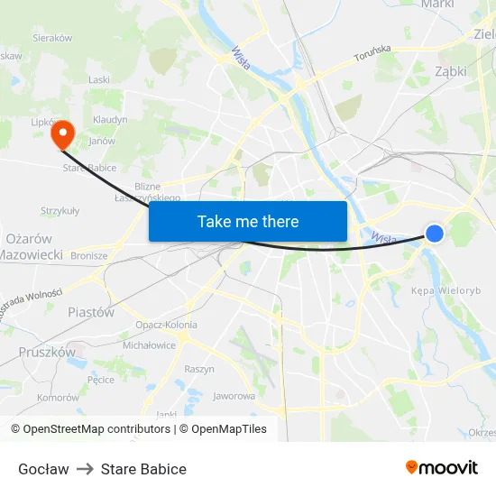 Gocław to Stare Babice map