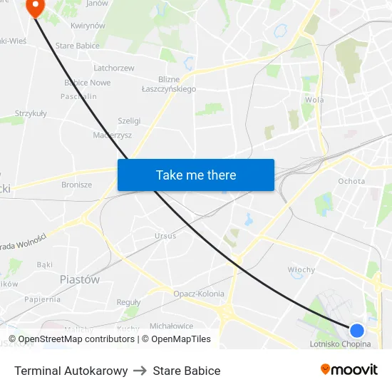 Terminal Autokarowy to Stare Babice map