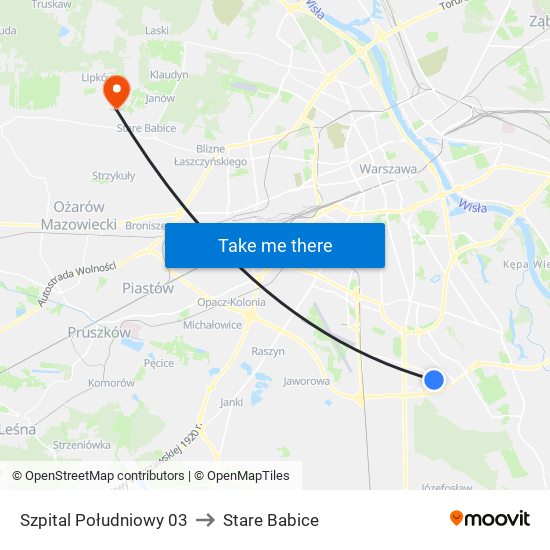 Szpital Południowy 03 to Stare Babice map