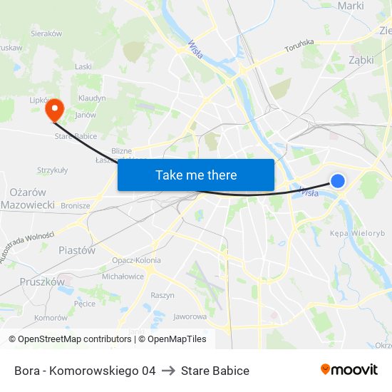 Bora-Komorowskiego to Stare Babice map