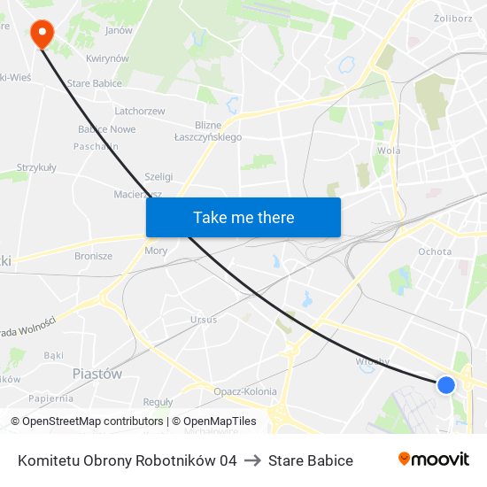 Komitetu Obrony Robotników 04 to Stare Babice map