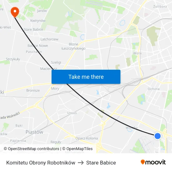 Komitetu Obrony Robotników to Stare Babice map