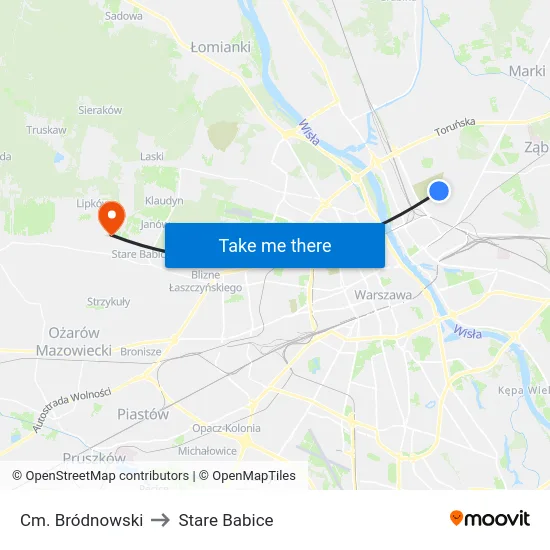 Cm. Bródnowski to Stare Babice map