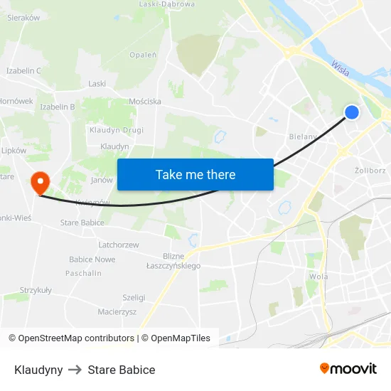 Klaudyny to Stare Babice map