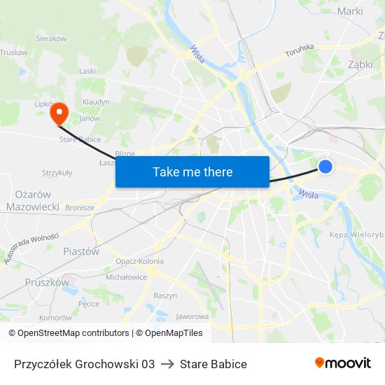 Przyczółek Grochowski to Stare Babice map