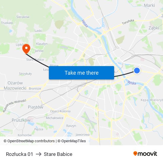 Rozłucka to Stare Babice map