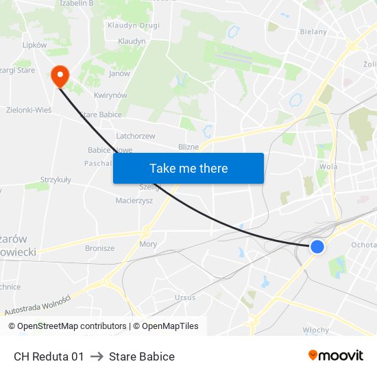 CH Reduta 01 to Stare Babice map