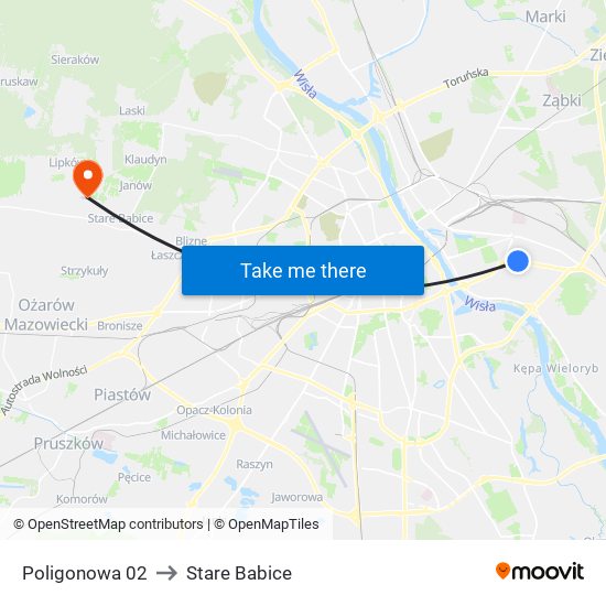 Poligonowa 02 to Stare Babice map