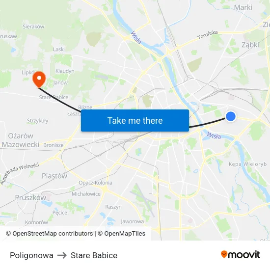 Poligonowa to Stare Babice map