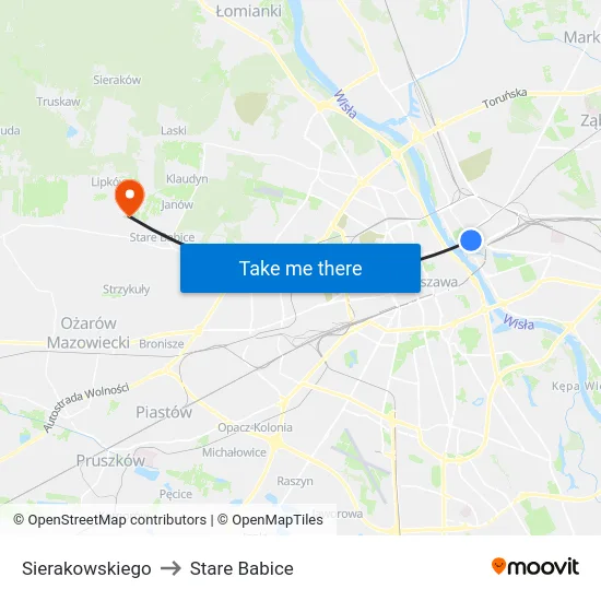 Sierakowskiego to Stare Babice map