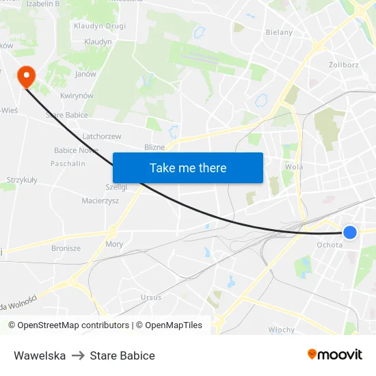 Wawelska to Stare Babice map