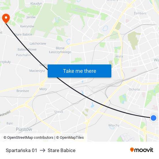 Spartańska 01 to Stare Babice map