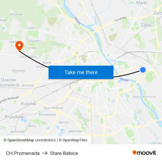 CH Promenada to Stare Babice map