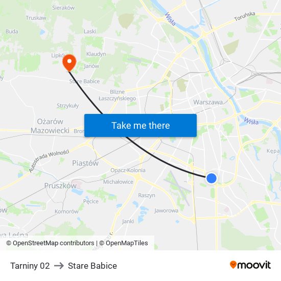 Tarniny to Stare Babice map