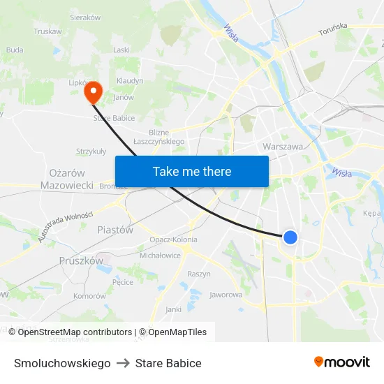 Smoluchowskiego to Stare Babice map