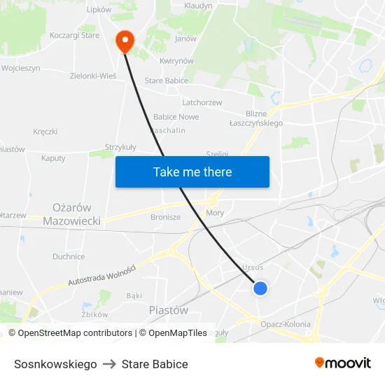 Sosnkowskiego to Stare Babice map