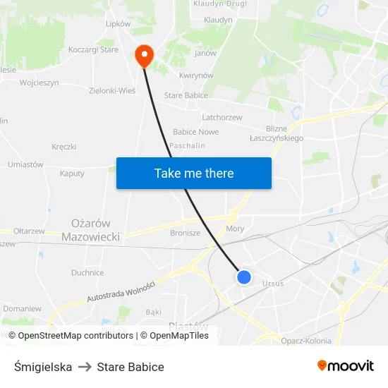 Śmigielska to Stare Babice map