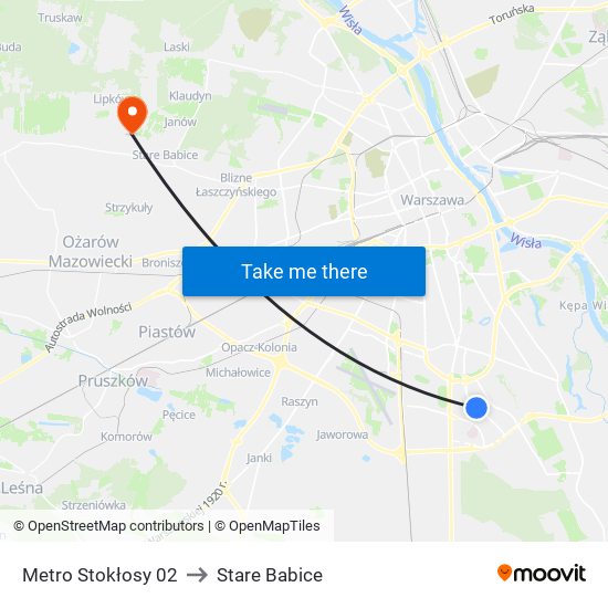 Metro Stokłosy to Stare Babice map