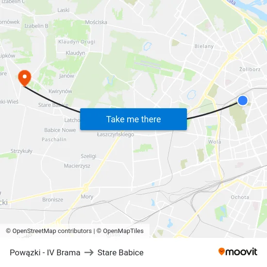 Powązki - IV Brama to Stare Babice map
