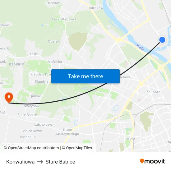 Konwaliowa to Stare Babice map